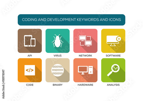 Coding and Development Flat Icon Set