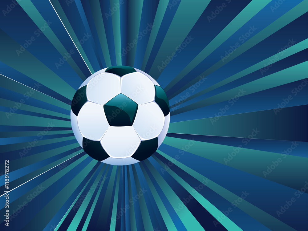 Naklejka premium Soccer Ball on Rays Background