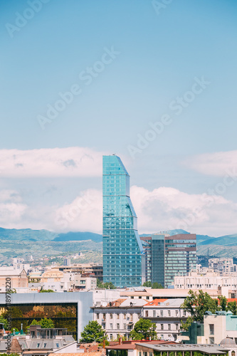 Modern Architecture On Background Of Urban Cityscape Of Tbilisi,