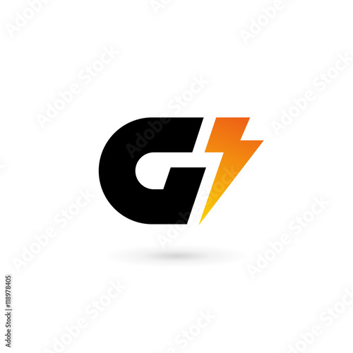 Letter G lightning logo icon design template elements