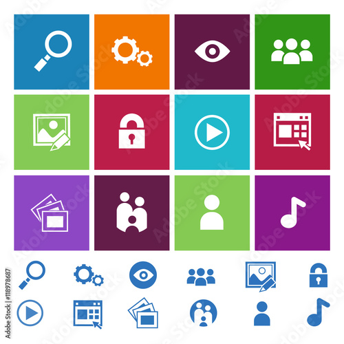 Icons on colour background
