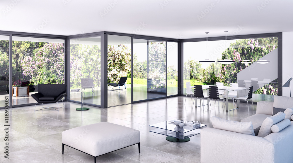 Fototapeta premium Modern Living room 3d render