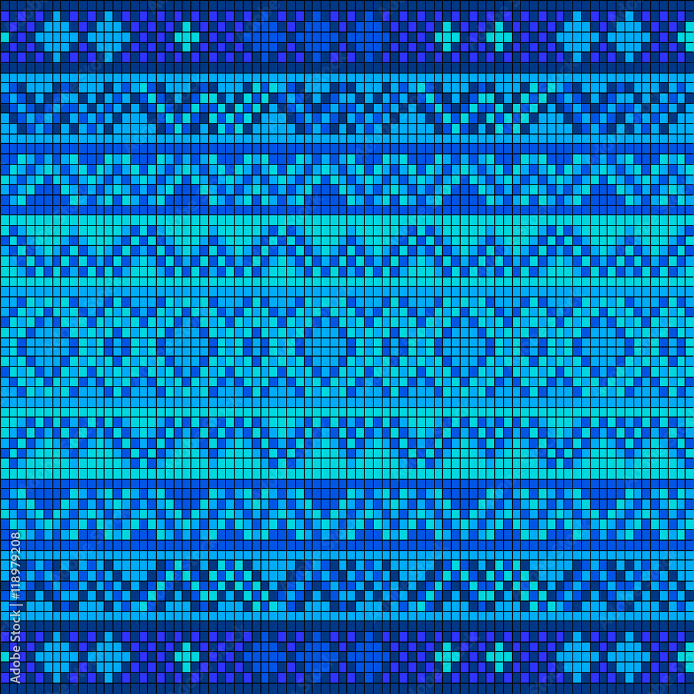 Ornamental seamless pattern. Ethnic ornament. Fabric pattern with a blue shade.