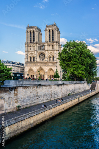 Cathedral Notre Dame (1163 - 1345) de Paris at sunset. France. © dbrnjhrj