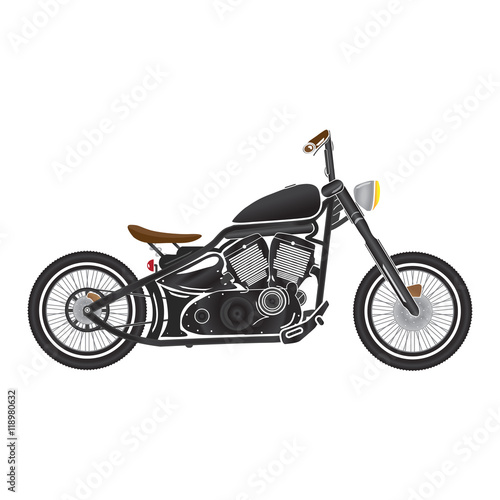 Old vintage black bobber bike. cafe racer theme
