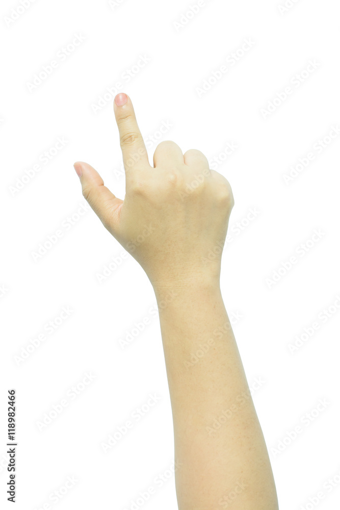 female hand touching or pointing isolated on white female hand touching or pointing isolated on white