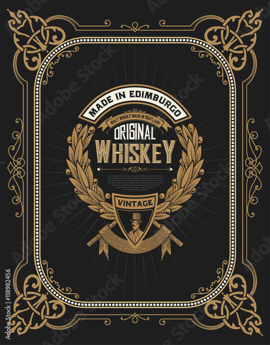 Vintage frame and label for whiskey product. You can use it for