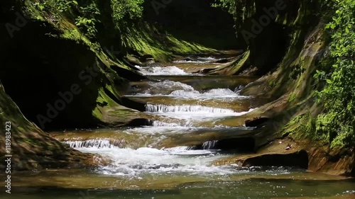 Loop features The Potholes at Indiana's Fall Creek Gorge.