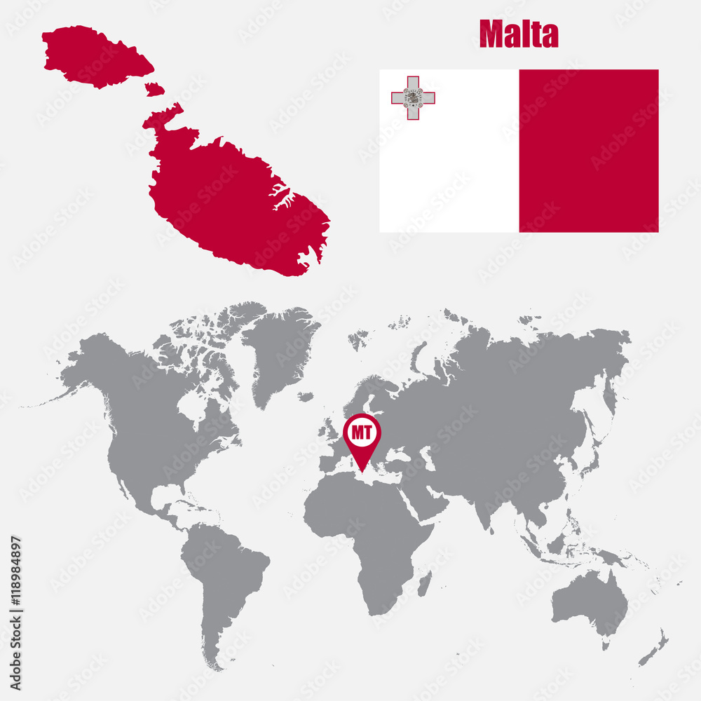 Malta Map On A World Map With Flag And Map Pointer Vector Illustration 1000 F 118984897 ADGedY8HFod56KW8VRQBwnomsOlBexM4