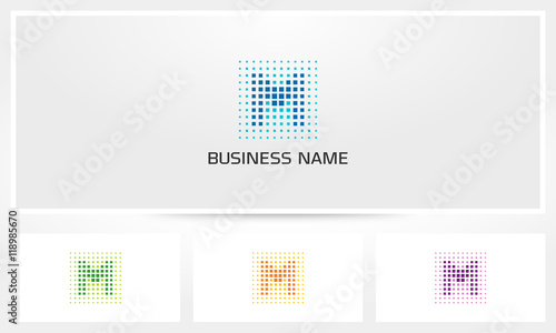 Letter M Pixel Dots Logo