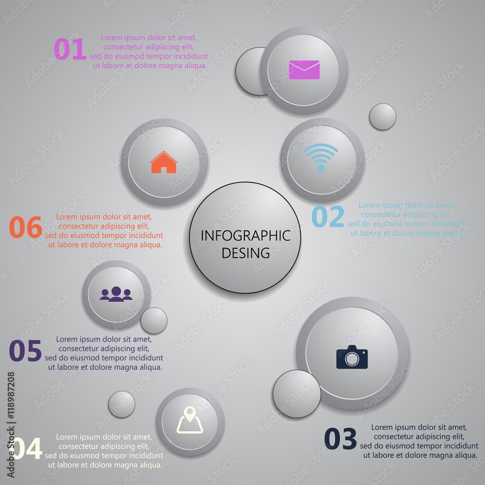 Info graphic with abstract design gray bubbles template Info graphic with abstract design gray bubbles template