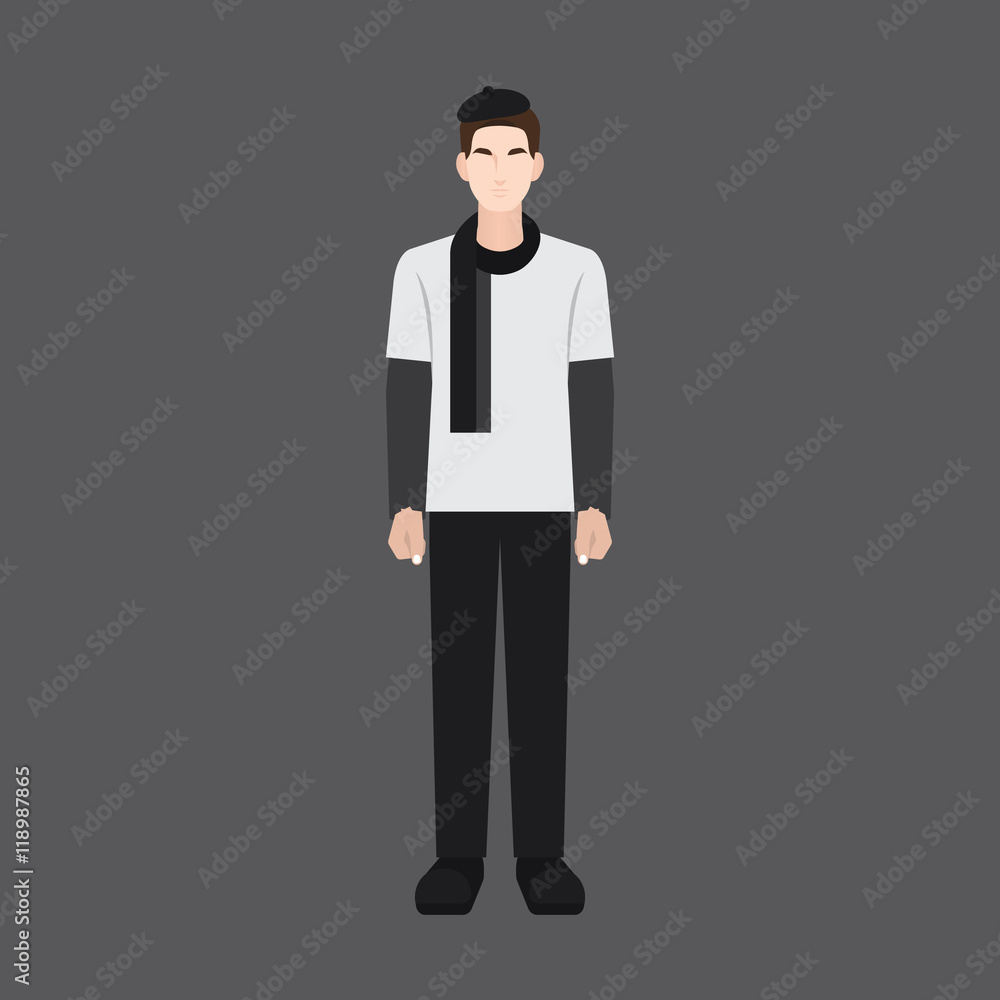 A male avatar of professions people. Front view. Full body. Flat style icons. Occupation avatar. Male artist icon. Vector illustration