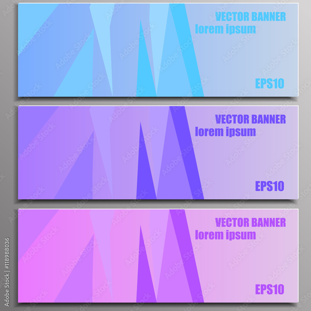 Modern vector banner low polygon background set