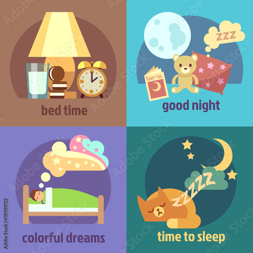 Sleep time vector concept backgrounds set © K3Star