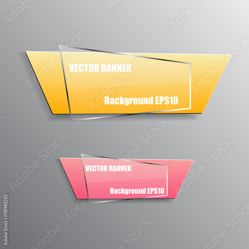 Origami paper info graphic colorful banners set. Annotation ribb