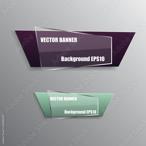 Origami paper info graphic colorful banners set. Annotation ribb