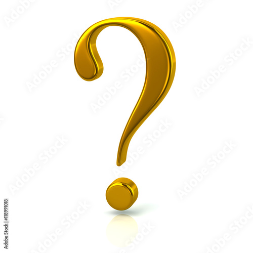 3d illustration of golden question sign