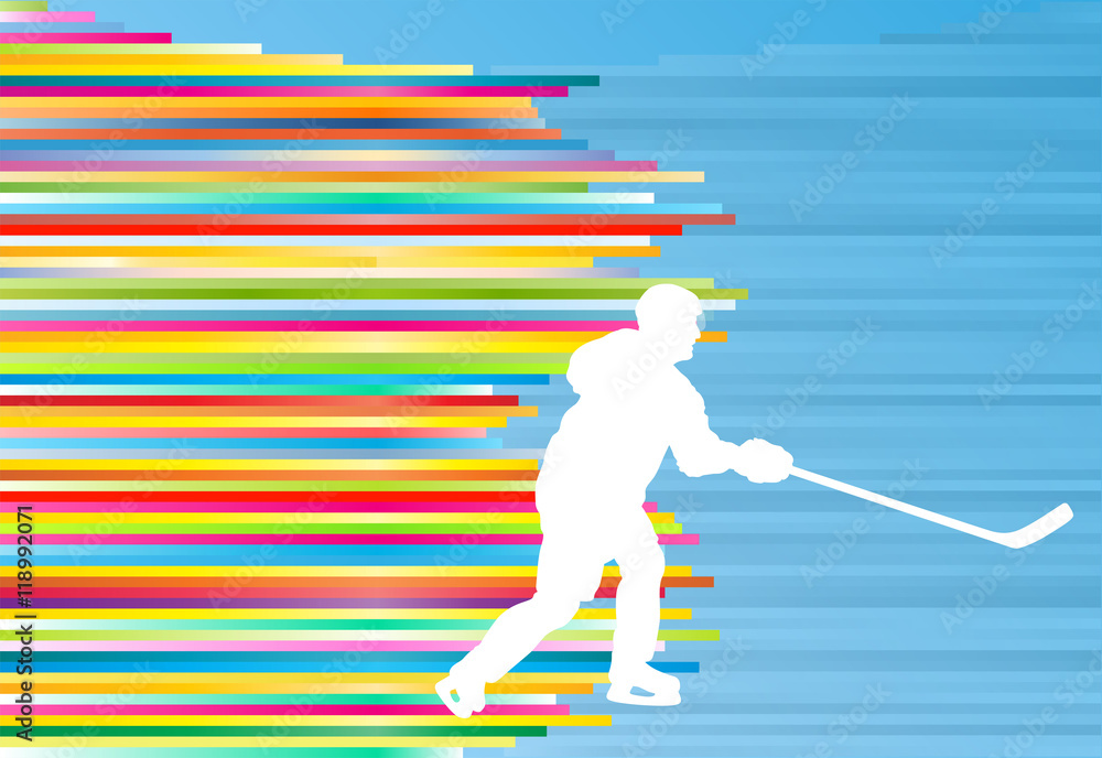 Fototapeta premium Hockey player abstract vector background illustration with color