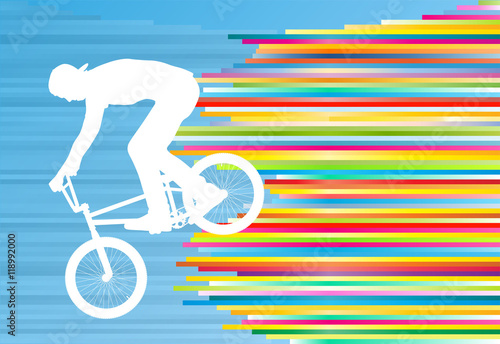 Cycling street rider stunt trick boy vector background abstract
