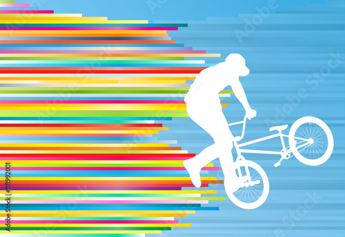 Cycling street rider stunt trick boy vector background abstract