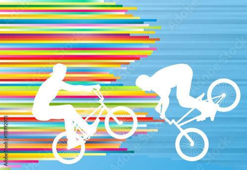 Cycling street rider stunt trick boy vector background abstract