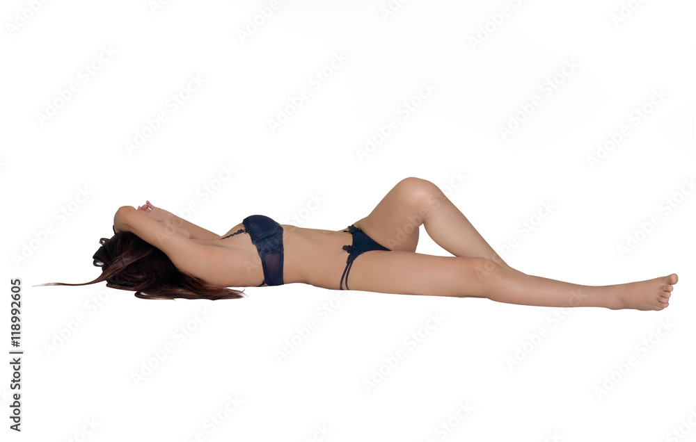 Asian woman / Asian woman lay on white background. Asian woman / Asian woman lay on white background.