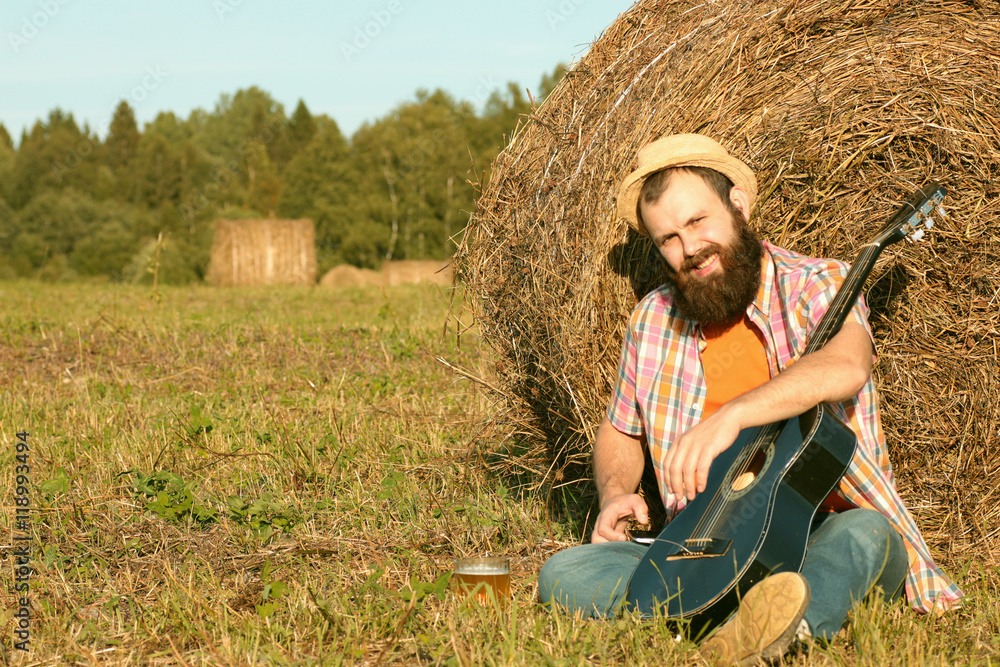 custom made wallpaper toronto digitalman with guitar and beer on the nature