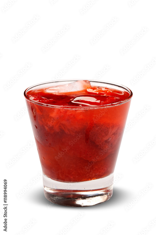 Fresh strawberry drink with ice isolated on white background Fresh strawberry drink with ice isolated on white background