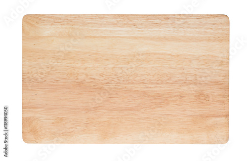фотографія Wooden cutting board isolated on white background, top view