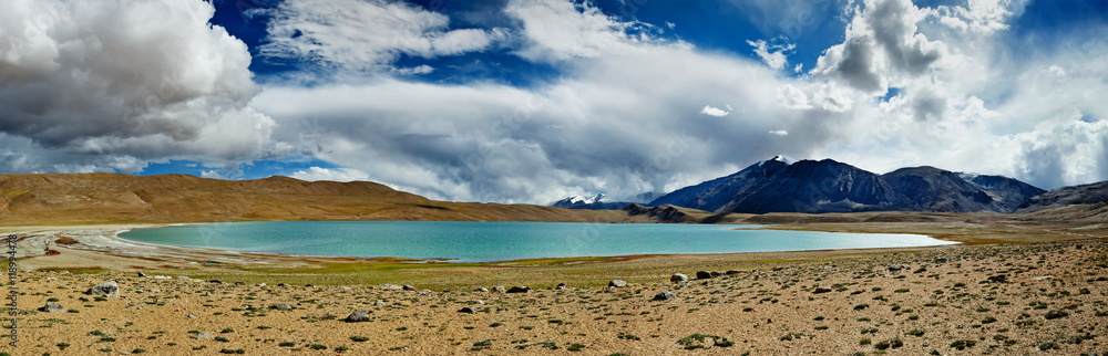Panorama of Himalayan lake Kyagar Tso, Ladakh