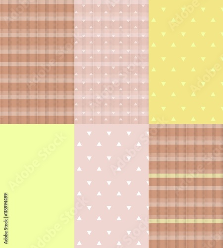 Ceramic tiles "Coffee, cream and lemon." Gentle vector seamless pattern with triangles. Can be used for websites, fabrics, wallpaper.