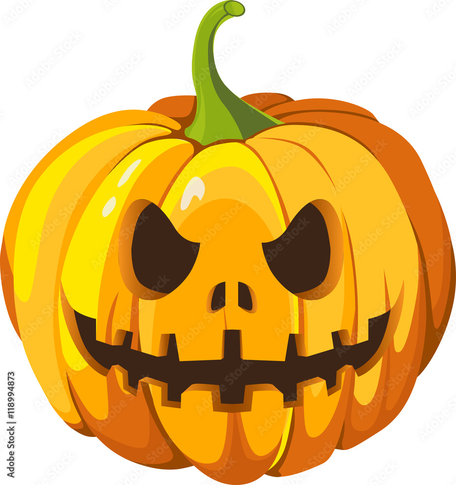 Fototapeta premium Pumpkin head 3d vector illustration on white background.