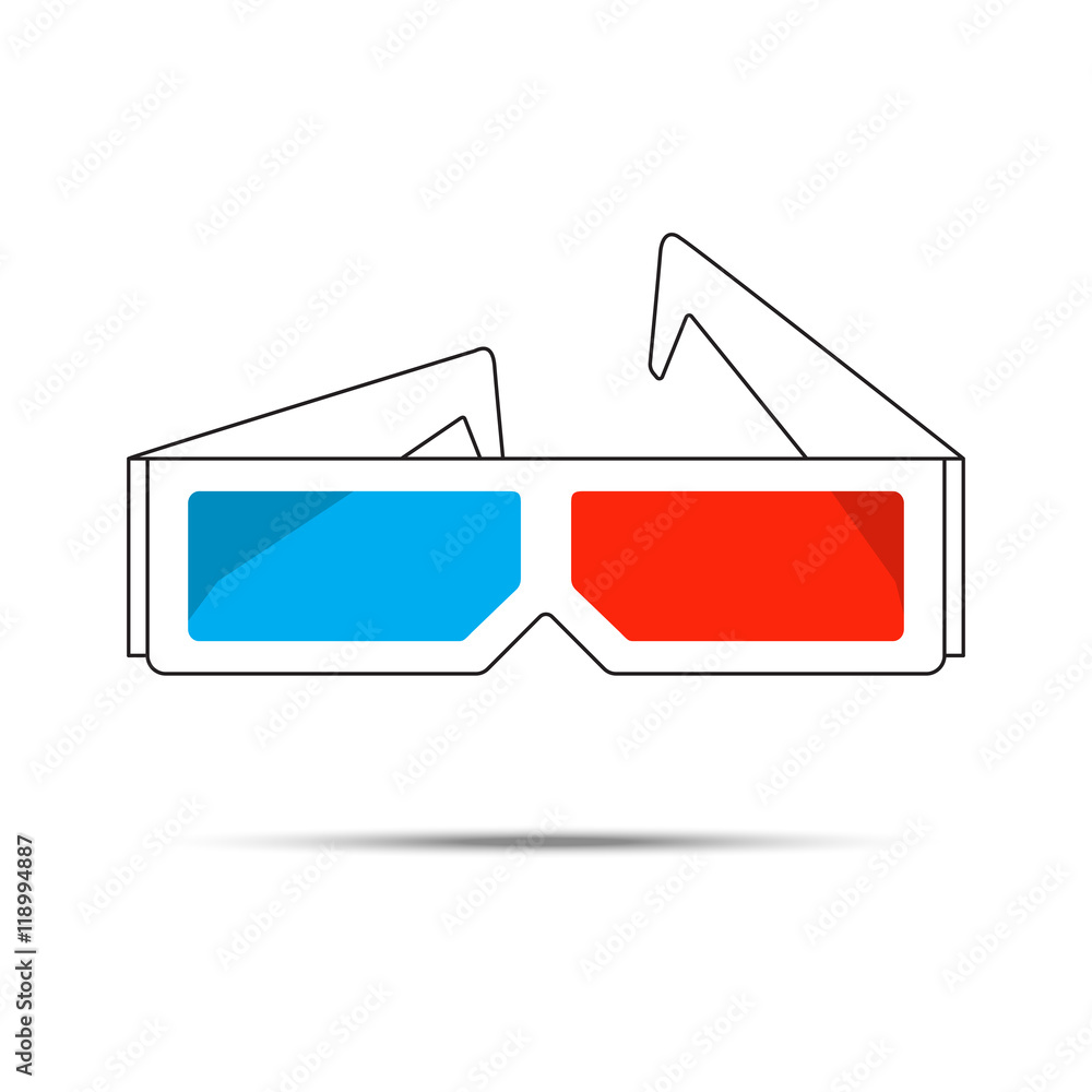 3d cinema white glasses, isolated, vector illustration. 3d cinema white glasses, isolated, vector illustration.