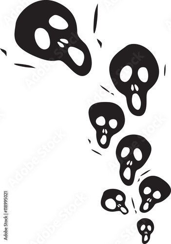 Scream Skulls cartoon on a white Background. vector illustration