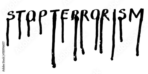 Stop terrorism text against white background