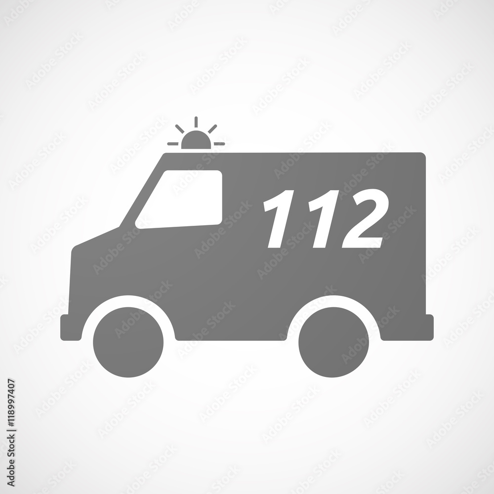Isolated ambulance icon with the text 112 Isolated ambulance icon with the text 112