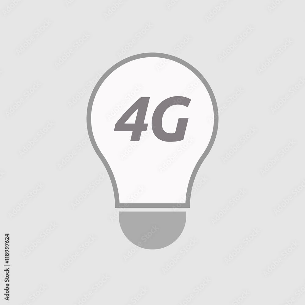 Isolated line art light bulb icon with the text 4G Isolated line art light bulb icon with the text 4G