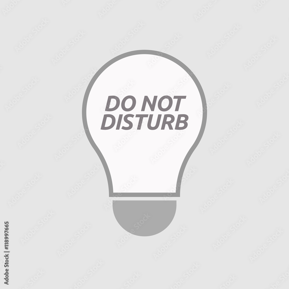 Isolated line art light bulb icon with the text DO NOT DISTUR Isolated line art light bulb icon with the text DO NOT DISTUR