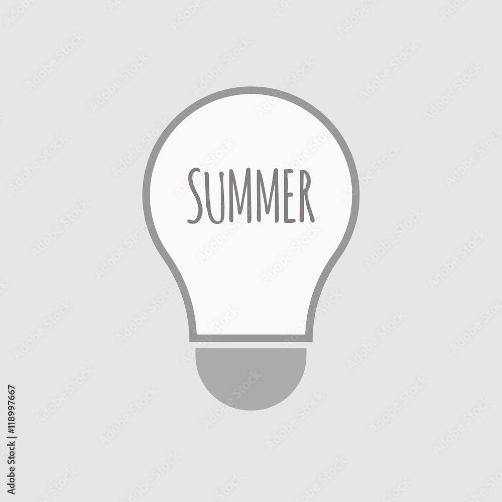 Isolated line art light bulb icon with the text SUMMER Isolated line art light bulb icon with the text SUMMER