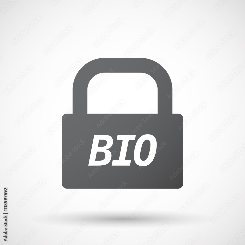 Isolated closed lock pad icon with the text BIO Isolated closed lock pad icon with the text BIO