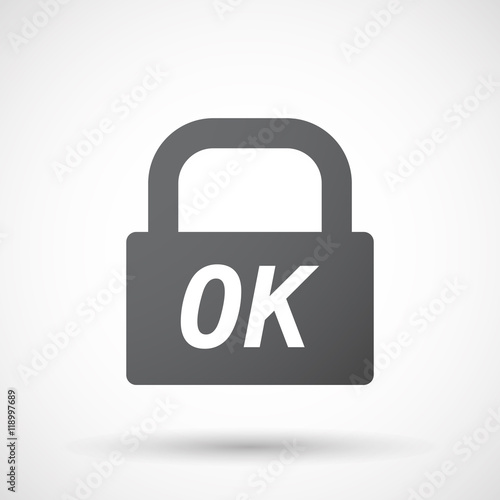 Isolated closed lock pad icon with the text OK