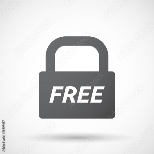 Isolated closed lock pad icon with the text FREE