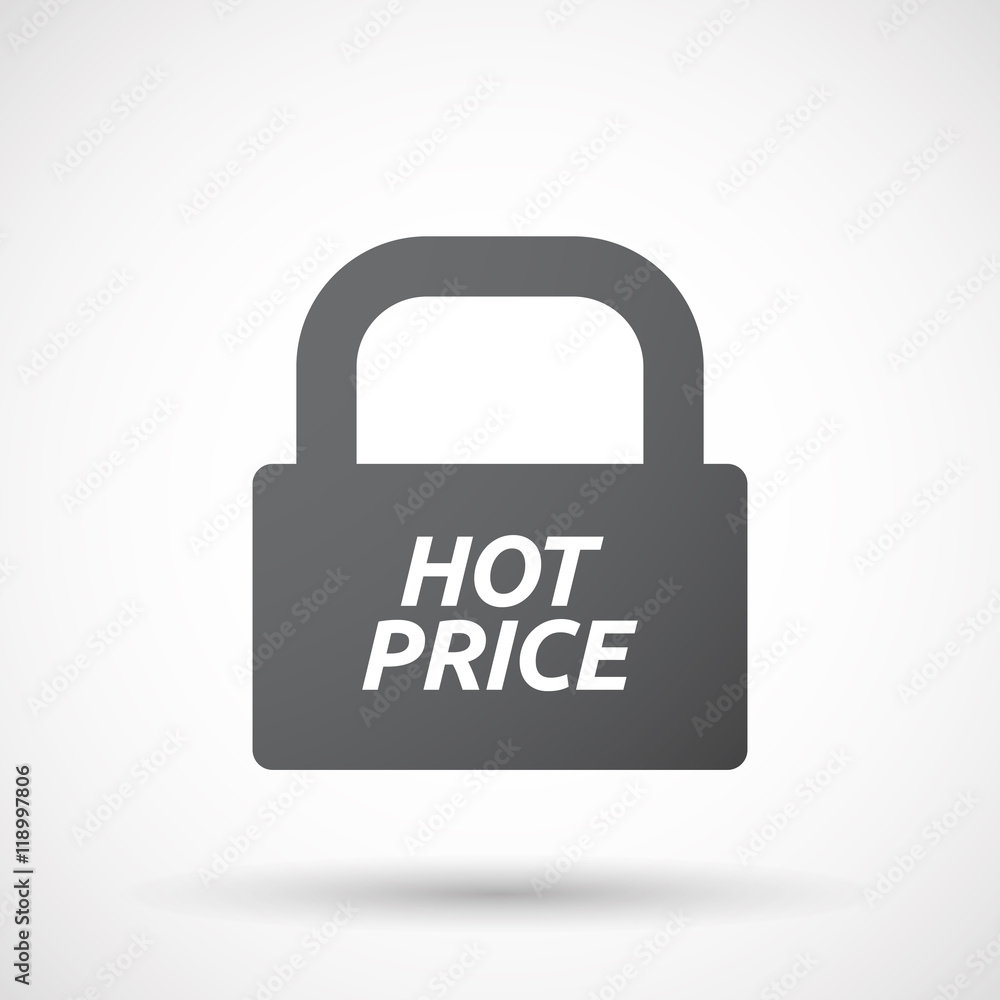 Isolated closed lock pad icon with the text HOT PRICE Isolated closed lock pad icon with the text HOT PRICE