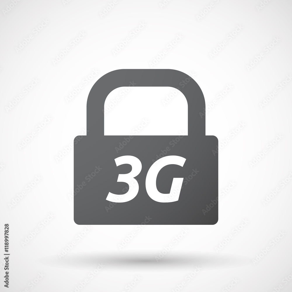 Isolated closed lock pad icon with the text 3G Isolated closed lock pad icon with the text 3G