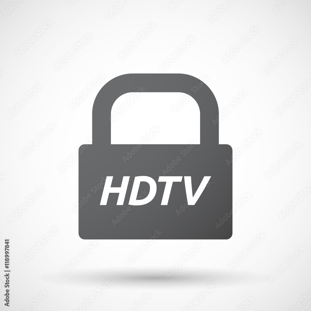 Isolated closed lock pad icon with the text HDTV Isolated closed lock pad icon with the text HDTV