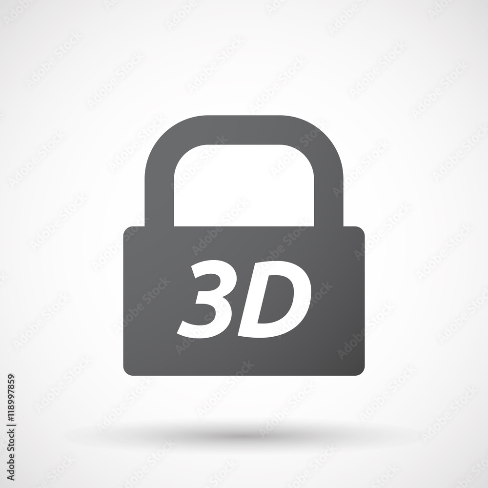 Isolated closed lock pad icon with the text 3D Isolated closed lock pad icon with the text 3D