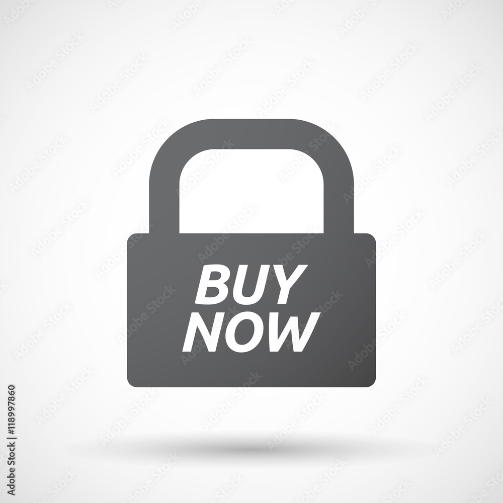 Isolated closed lock pad icon with the text BUY NOW Isolated closed lock pad icon with the text BUY NOW