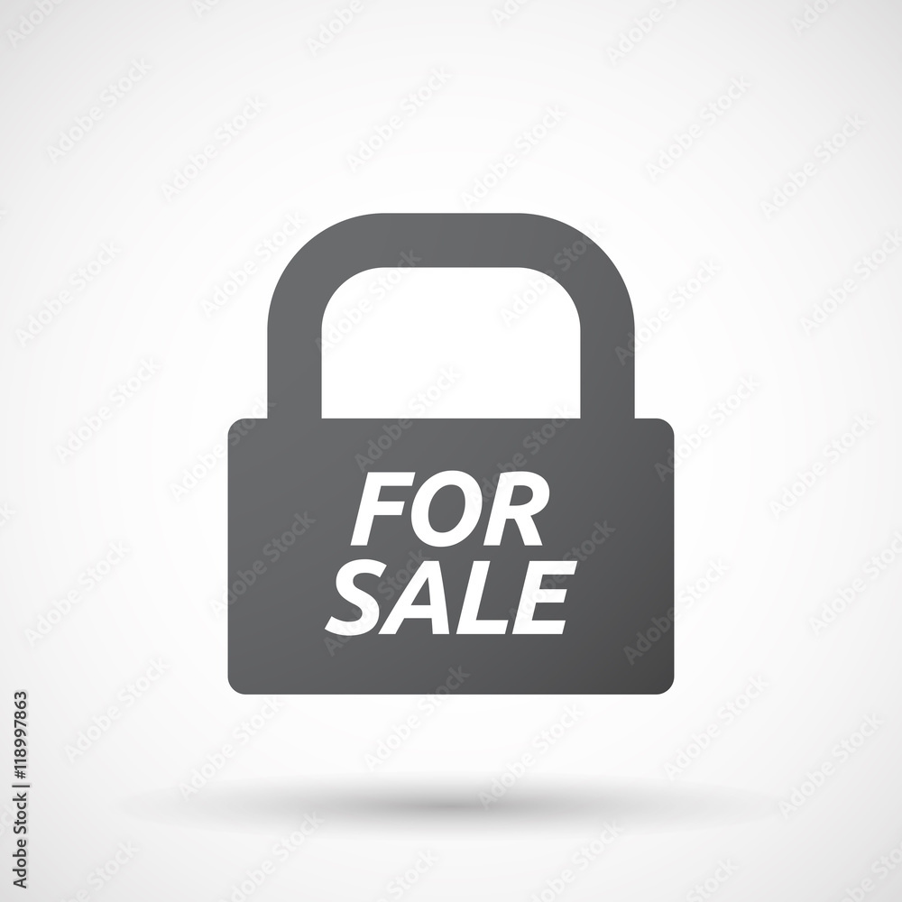 Isolated closed lock pad icon with the text FOR SALE Isolated closed lock pad icon with the text FOR SALE