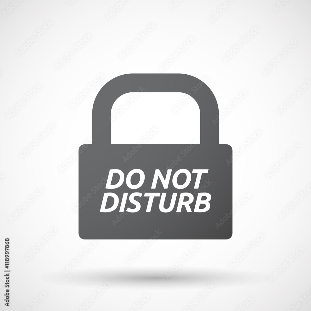 Isolated closed lock pad icon with the text DO NOT DISTURB Isolated closed lock pad icon with the text DO NOT DISTURB