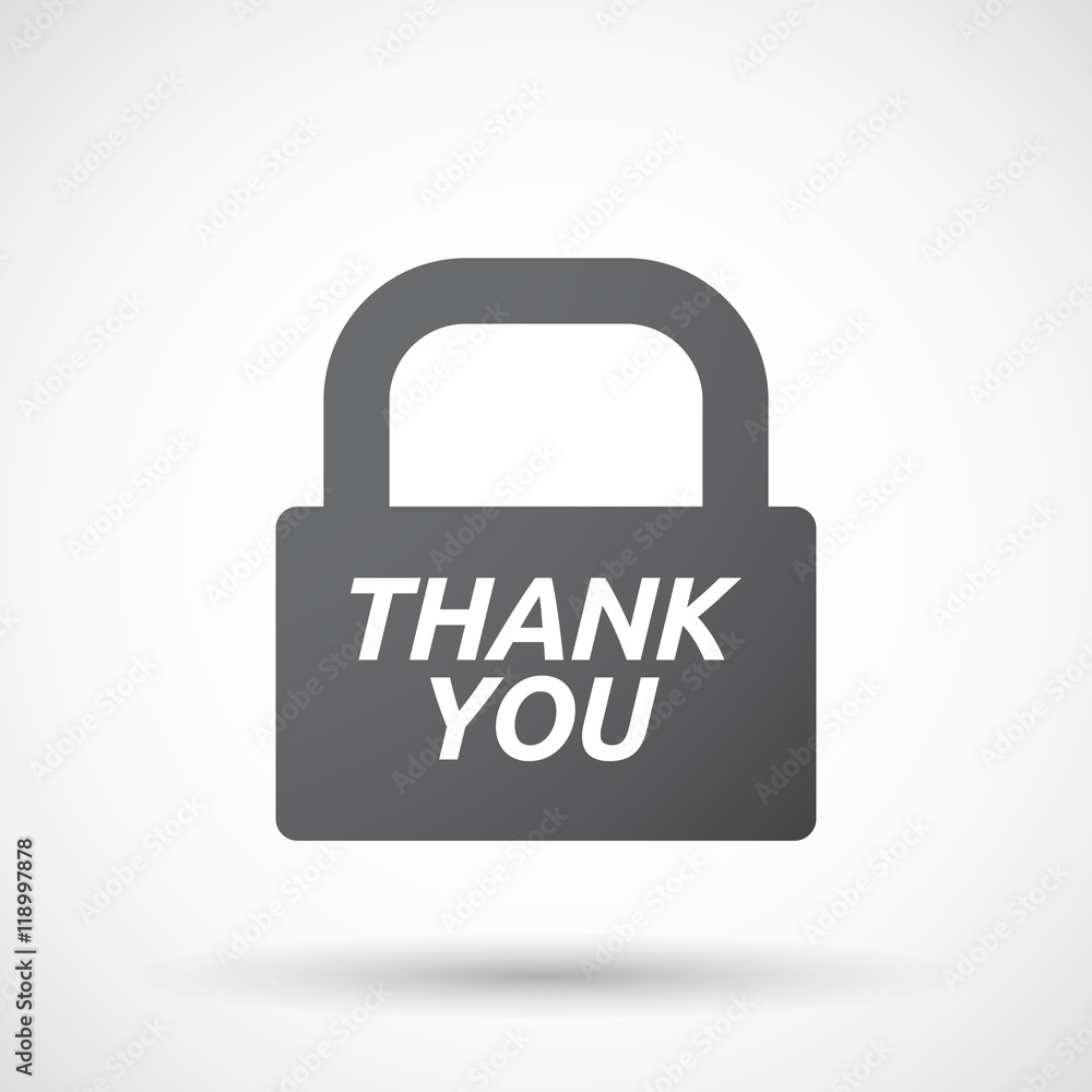 Isolated closed lock pad icon with the text THANK YOU Isolated closed lock pad icon with the text THANK YOU